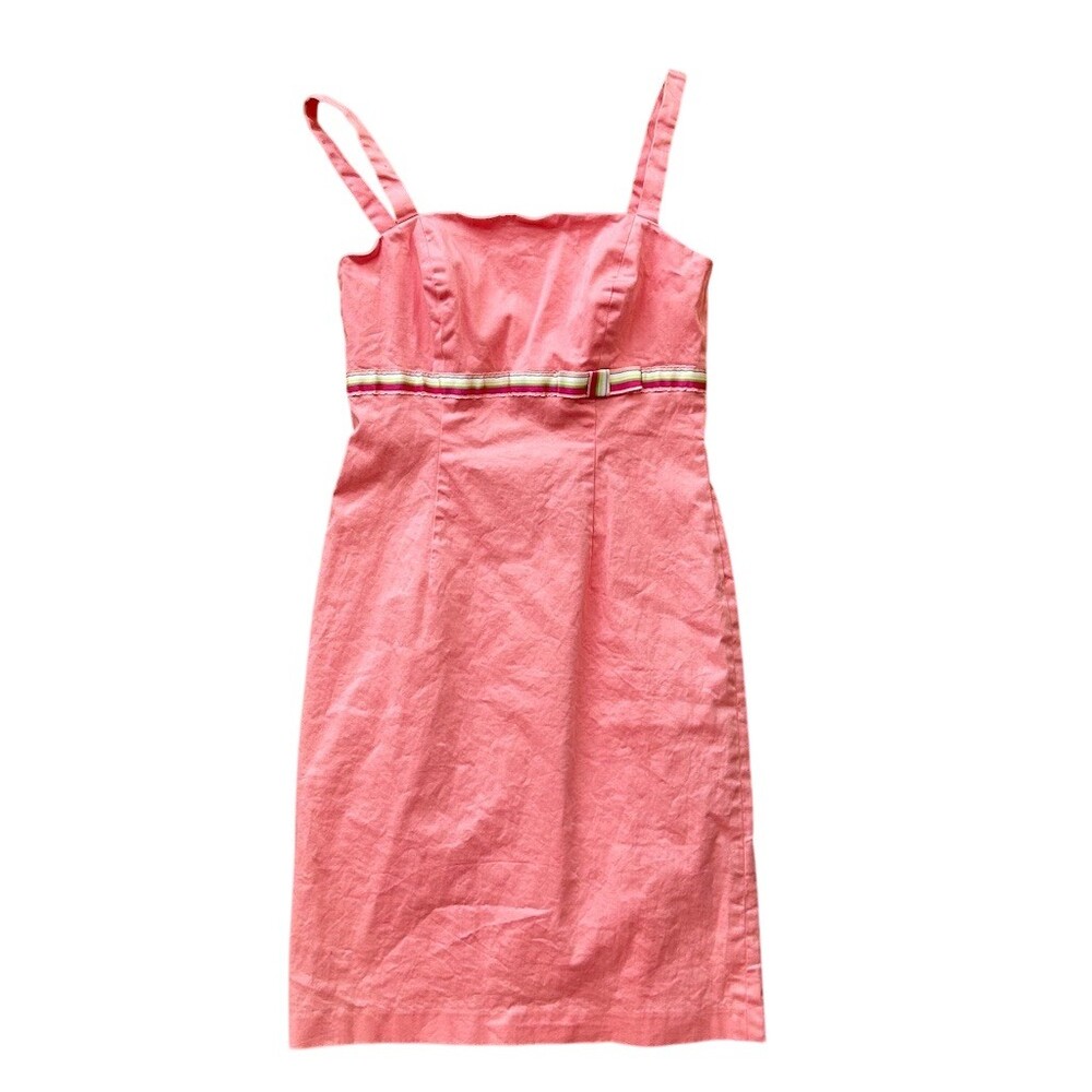 B. Moss women Dress Size 2 Pink Sleeveless Sheath Shift Bow Belt Party
